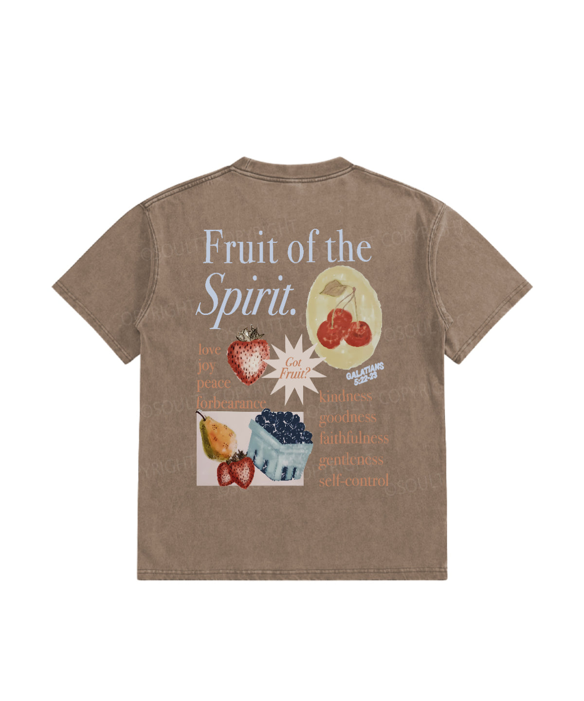 Kids Fruit Of The Spirit Double Sided Washed Christian T-shirt