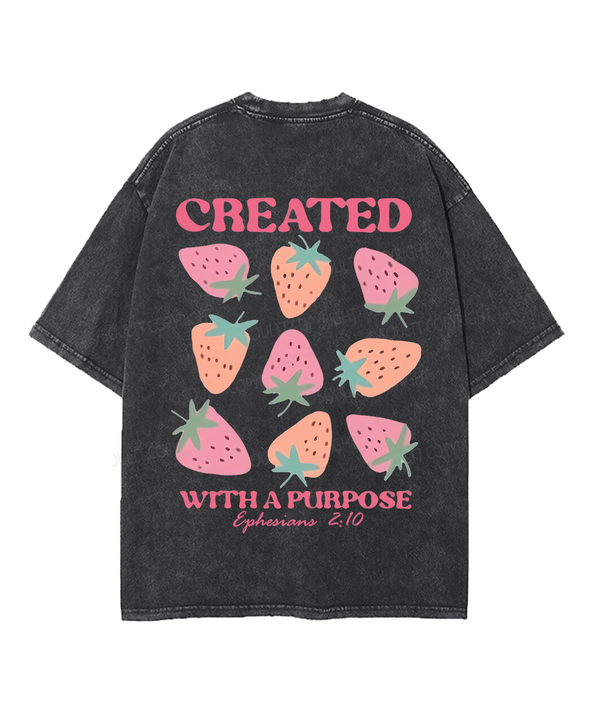Created With Purpose Double Sided Unisex Washed Christian T-shirt