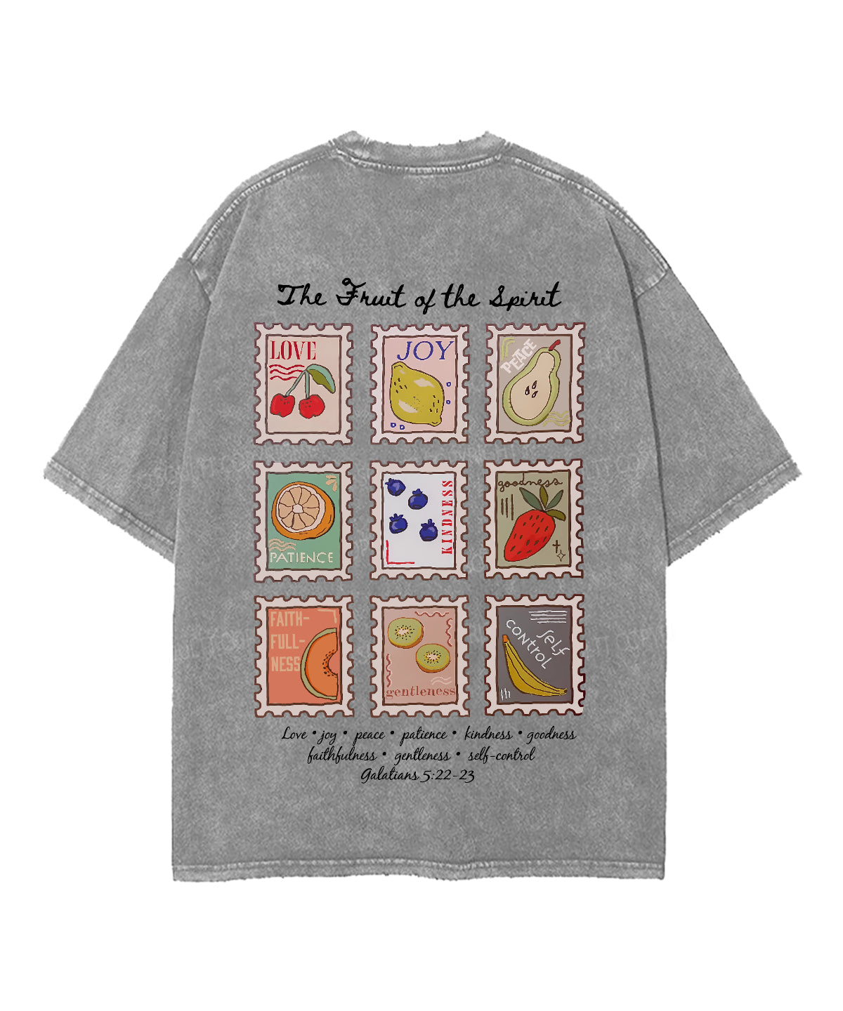 Fruit Of The Spirit Double Sided Unisex Washed Christian T-shirt