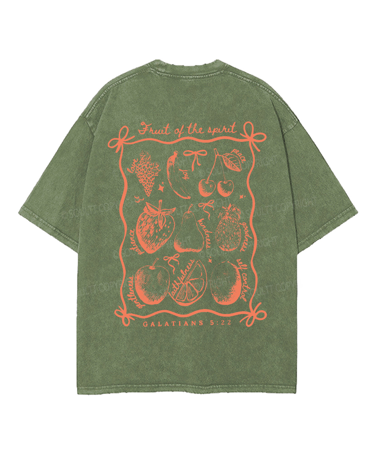 Fruit Of The Spirit Double Sided Unisex Washed Christian T-shirt