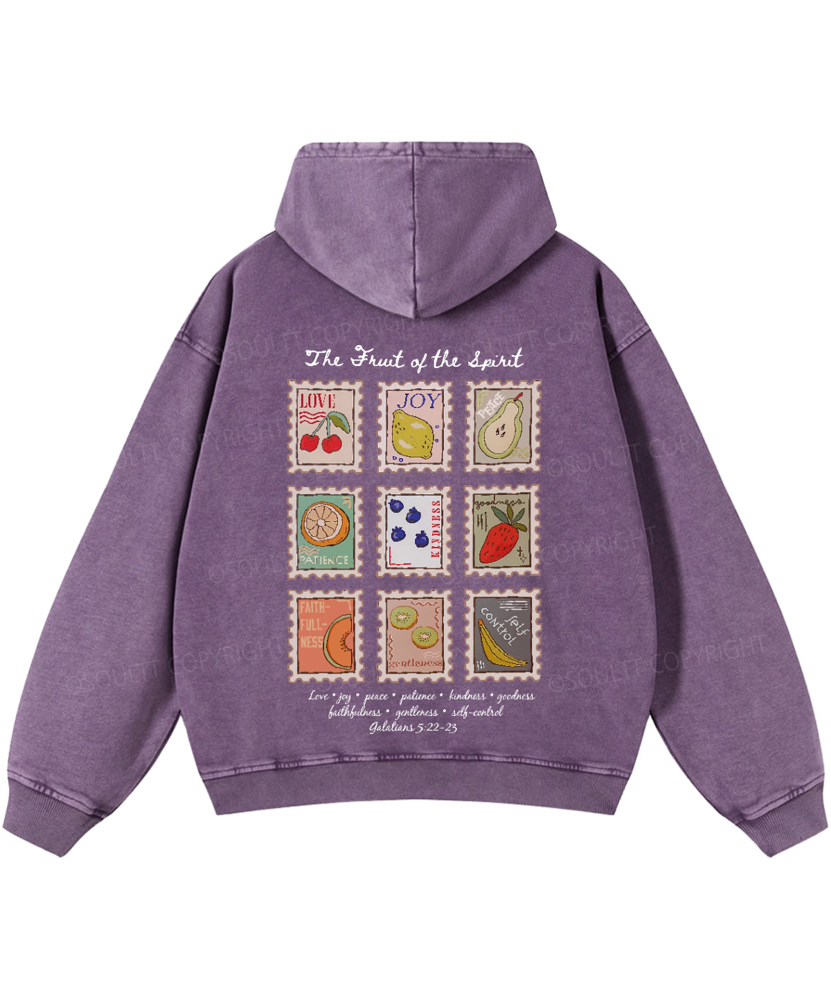 Fruit Of The Spirit Double Sided Washed Christian Hoodie