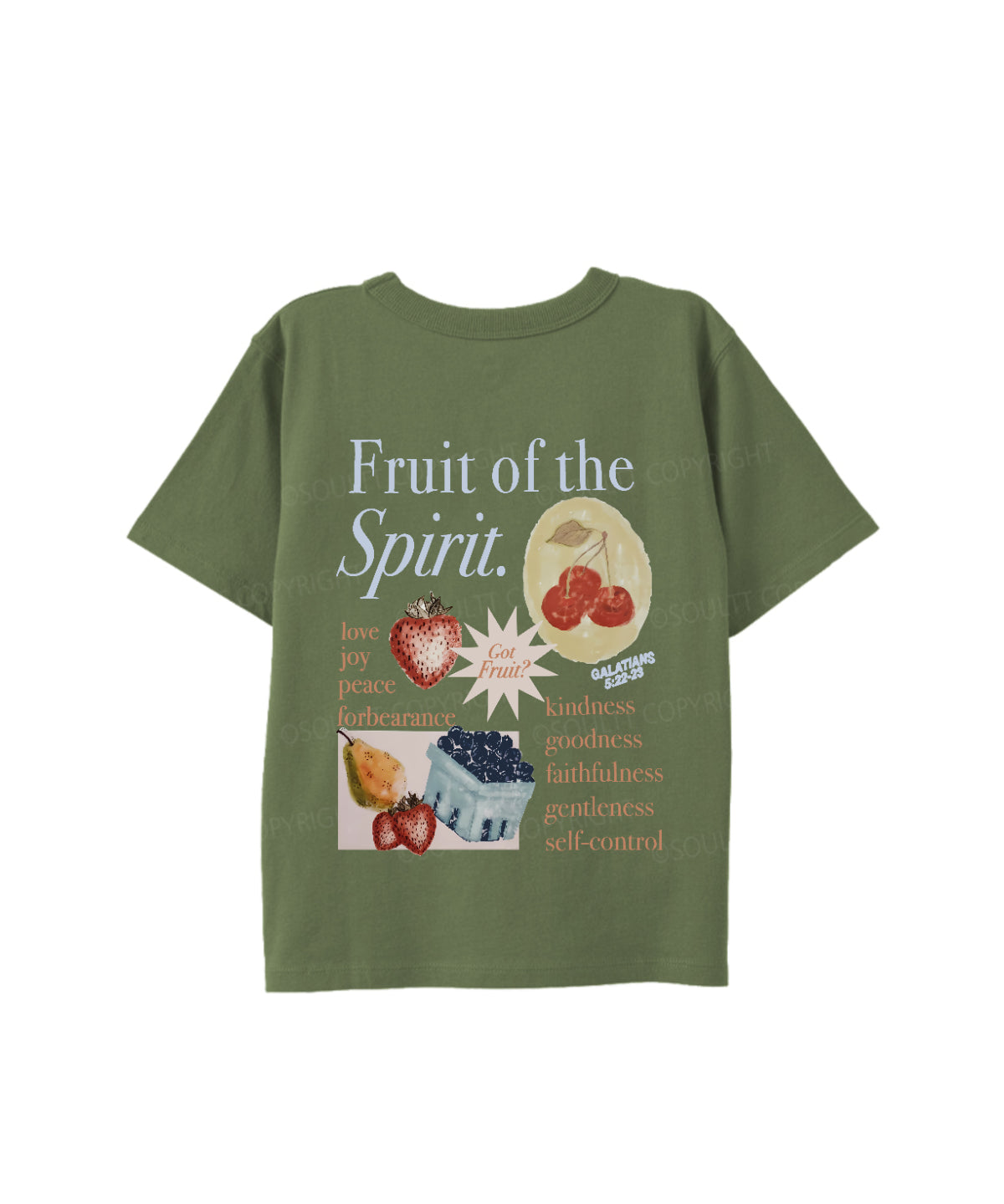 Kids Fruit Of The Spirit Double Sided Cotton Christian T-shirt