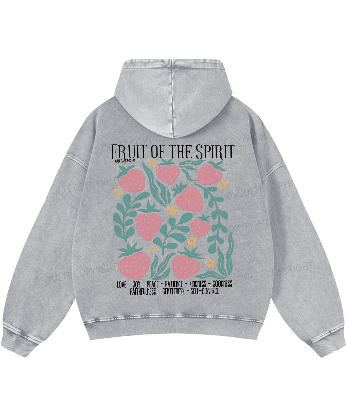 Fruit Of The Spirit Double Sided Washed Christian Hoodie