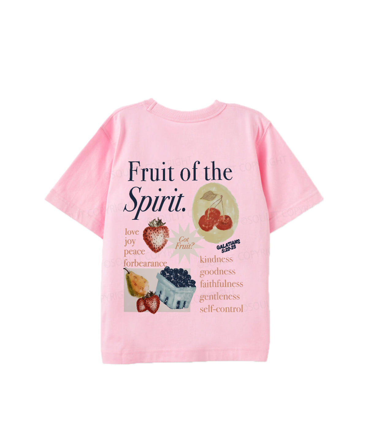 Kids Fruit Of The Spirit Double Sided Cotton Christian T-shirt