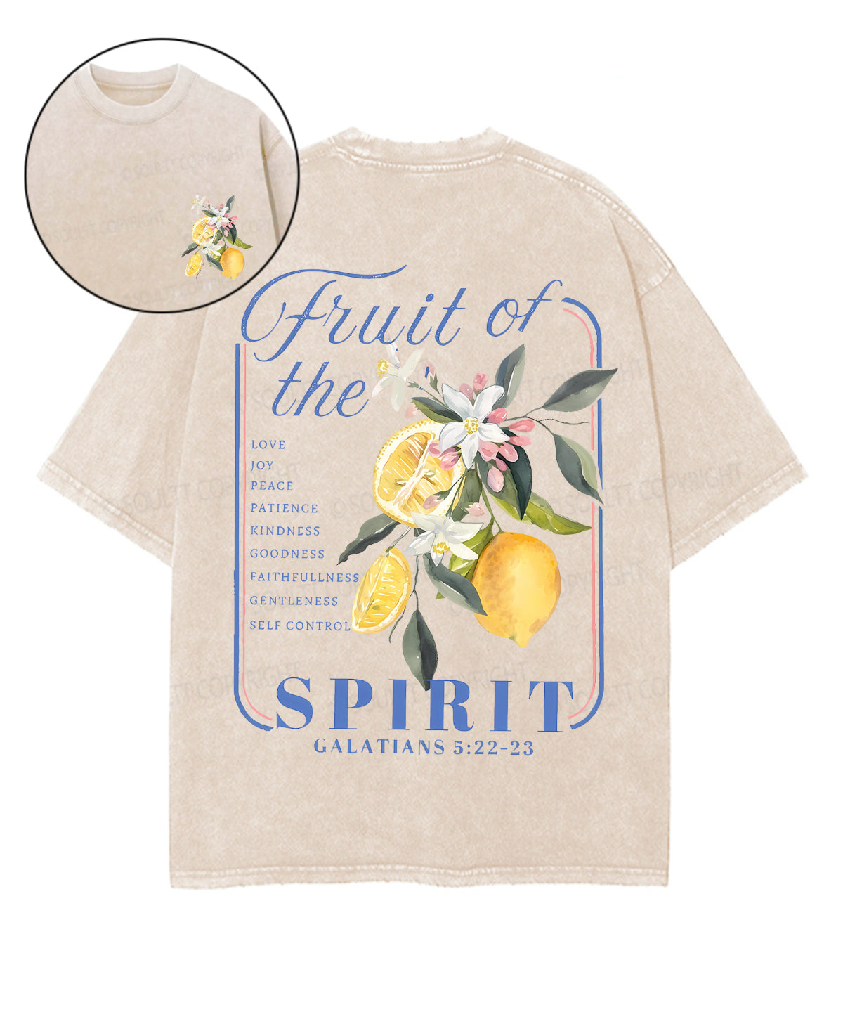 Fruit Of The Spirit Double Sided Unisex Washed Christian T-shirt