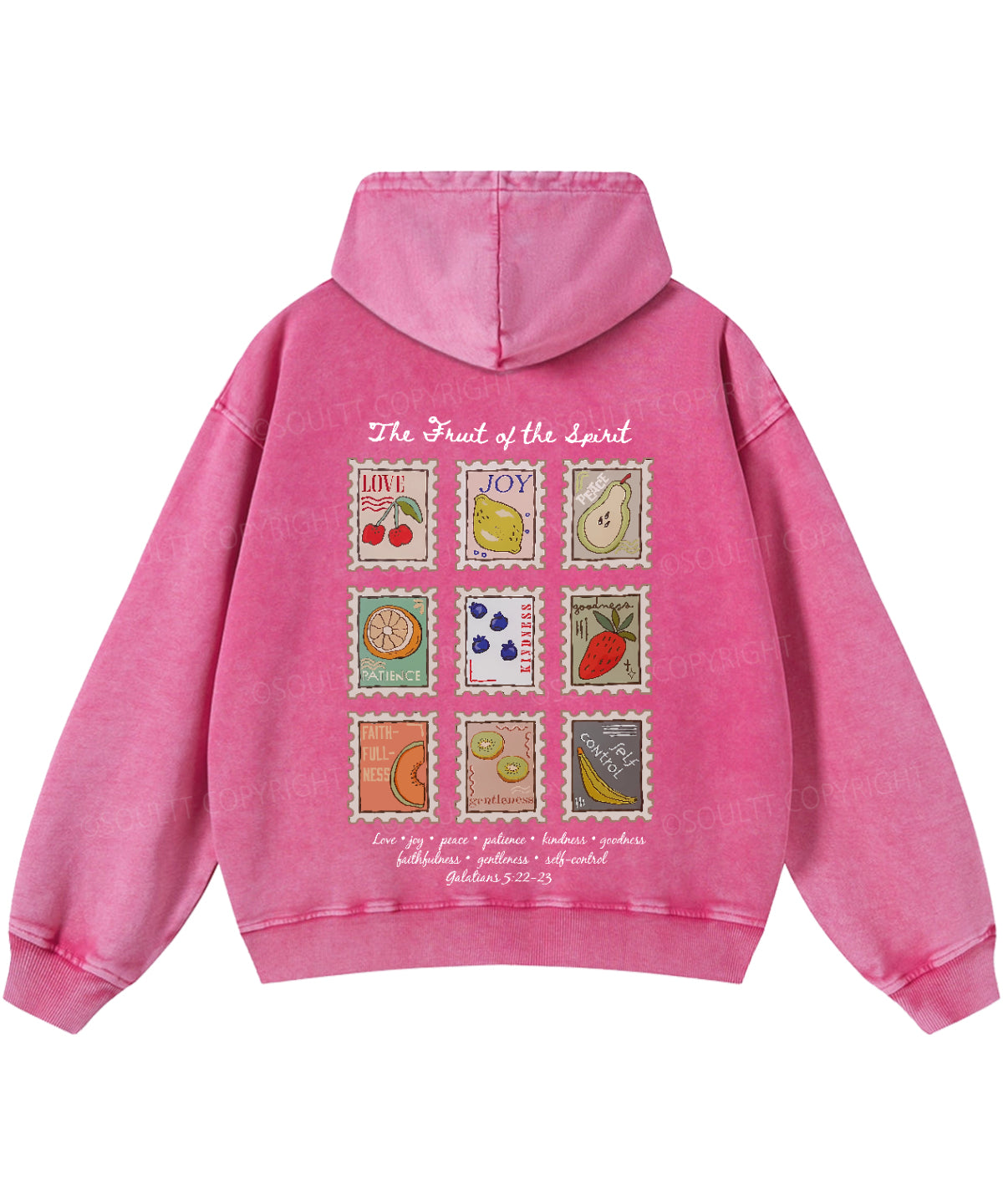 Fruit Of The Spirit Double Sided Washed Christian Hoodie