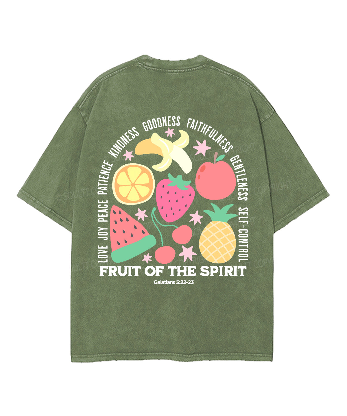 Fruit Of The Spirit Double Sided Unisex Washed Christian T-shirt
