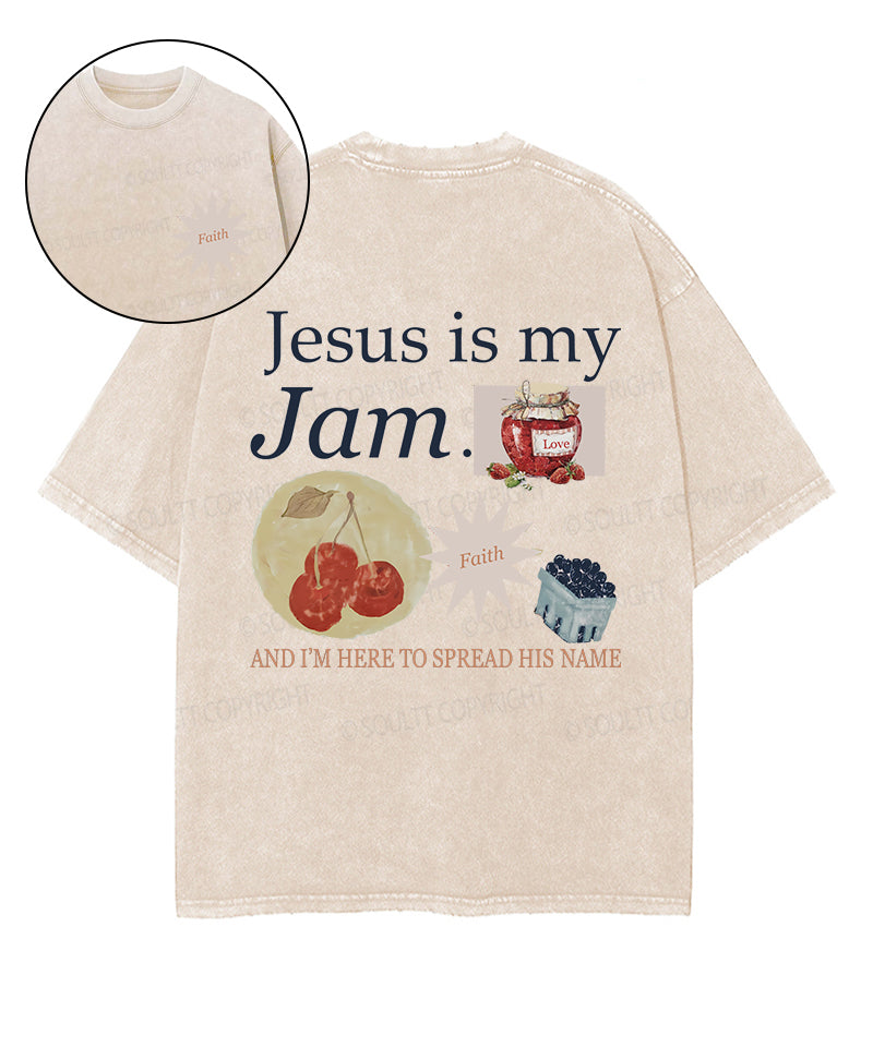 Jesus Is My Jam Double Sided Unisex Washed Christian T-shirt