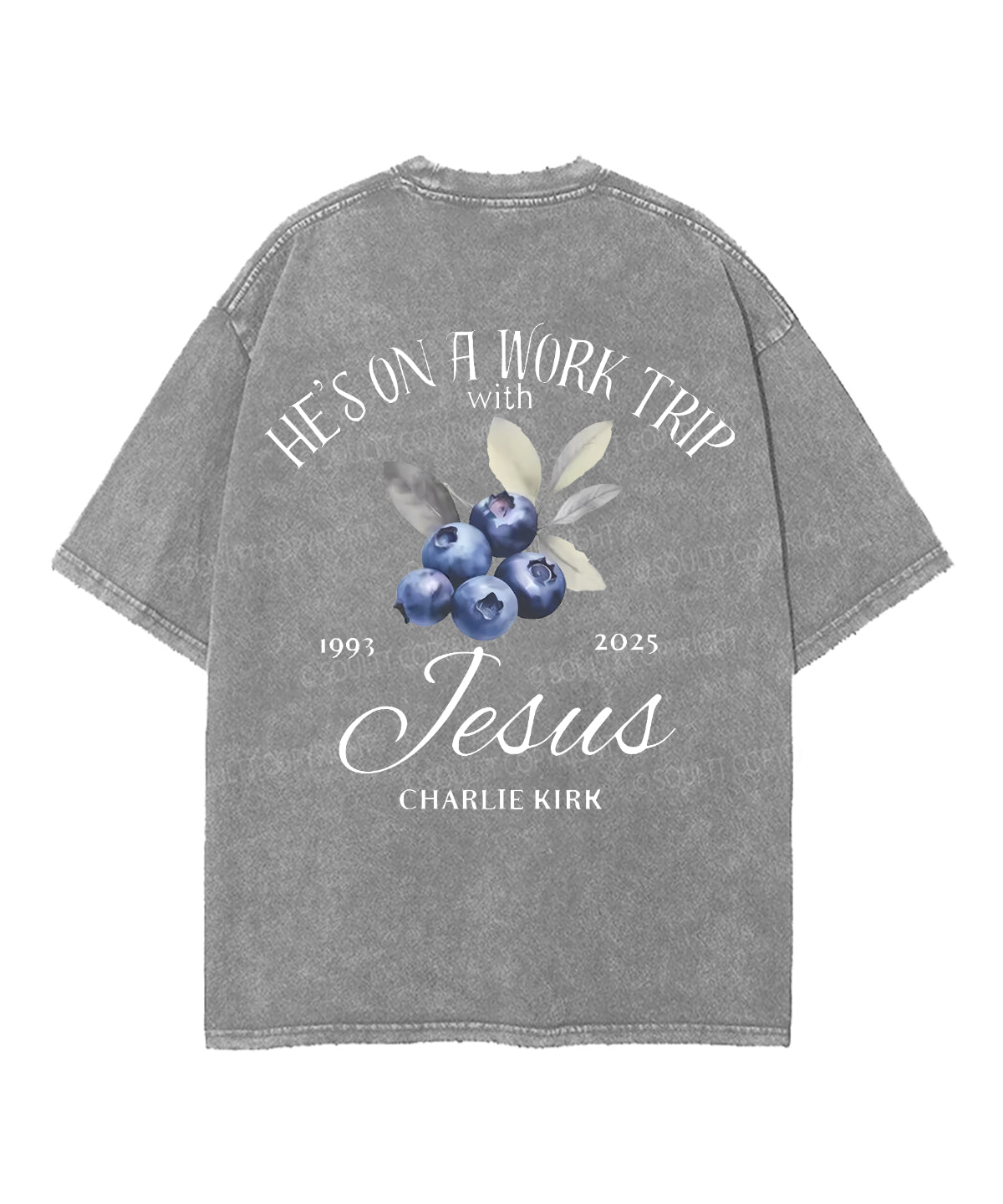 He's On A Work Trip Double Sided Unisex Washed Christian T-shirt