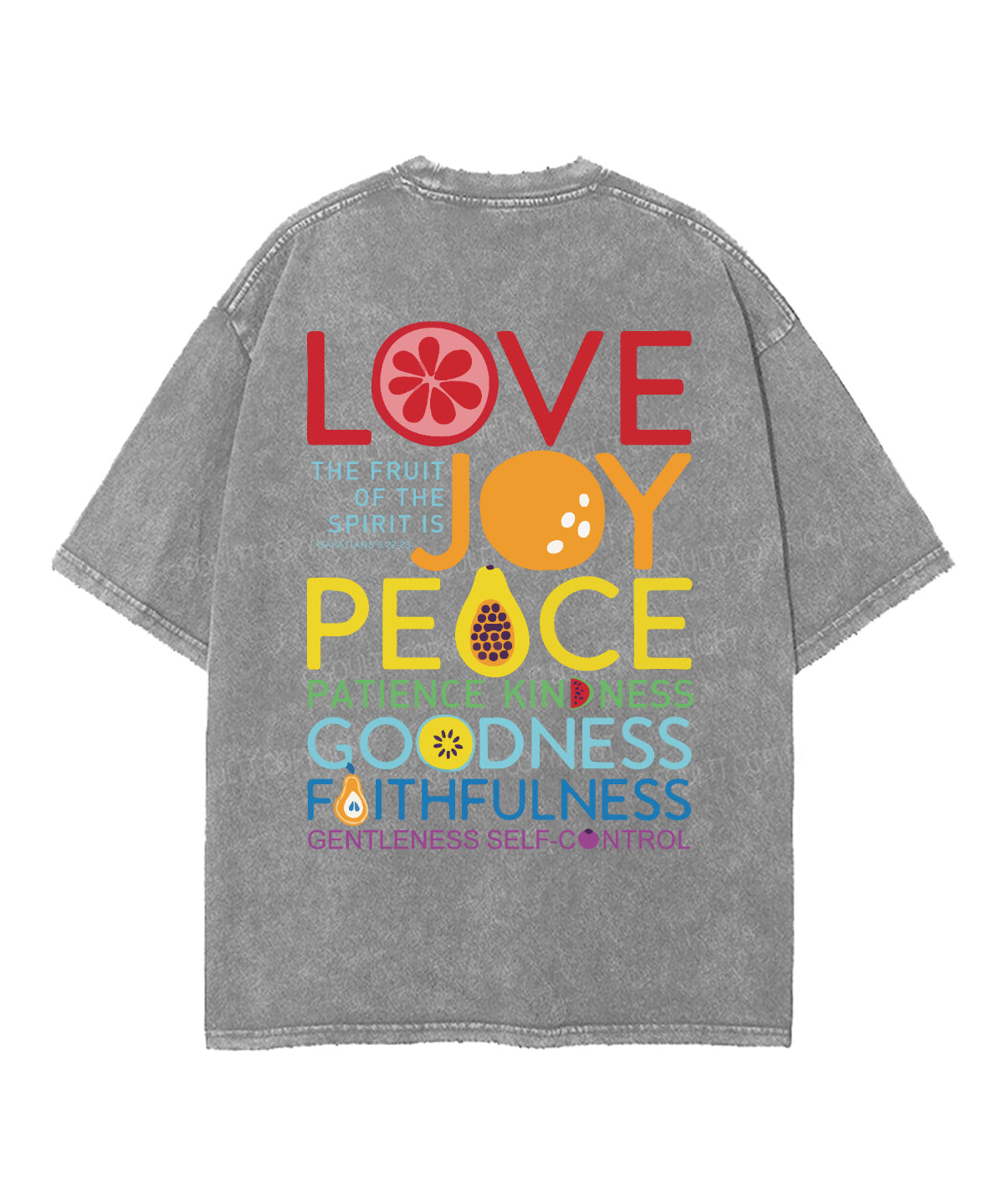The Fruit Of The Spirit Double Sided Washed Christian T-shirt