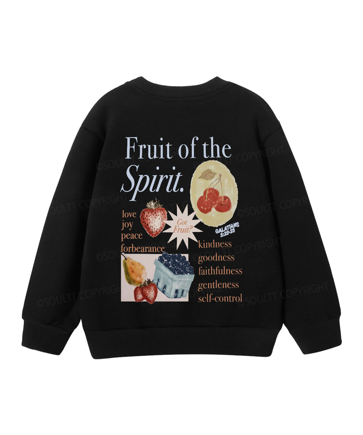 Kids Fruit Of The Spirit Double Sided Christian Sweatshirt