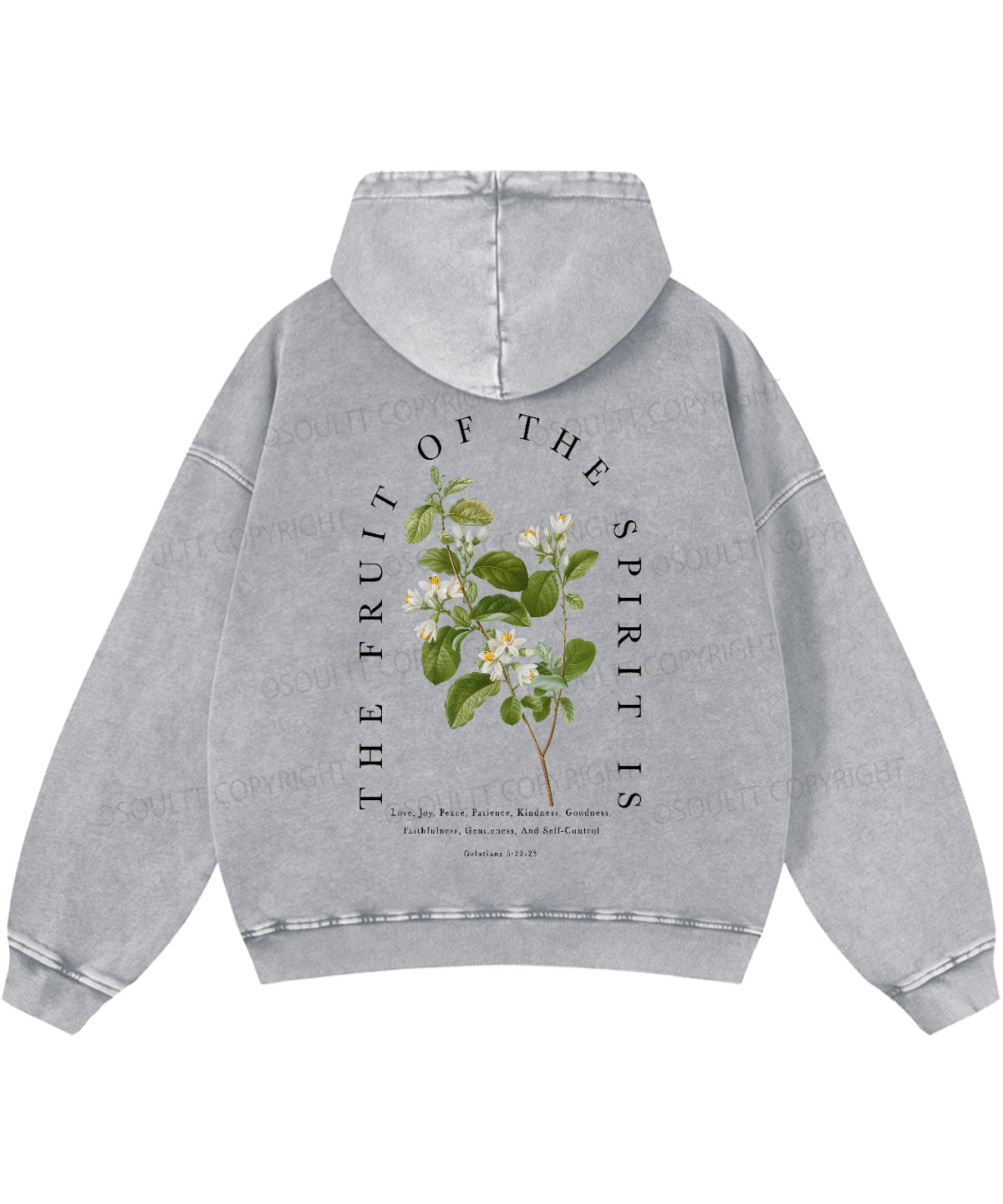 Fruit Of The Spirit Double Sided Washed Christian Hoodie
