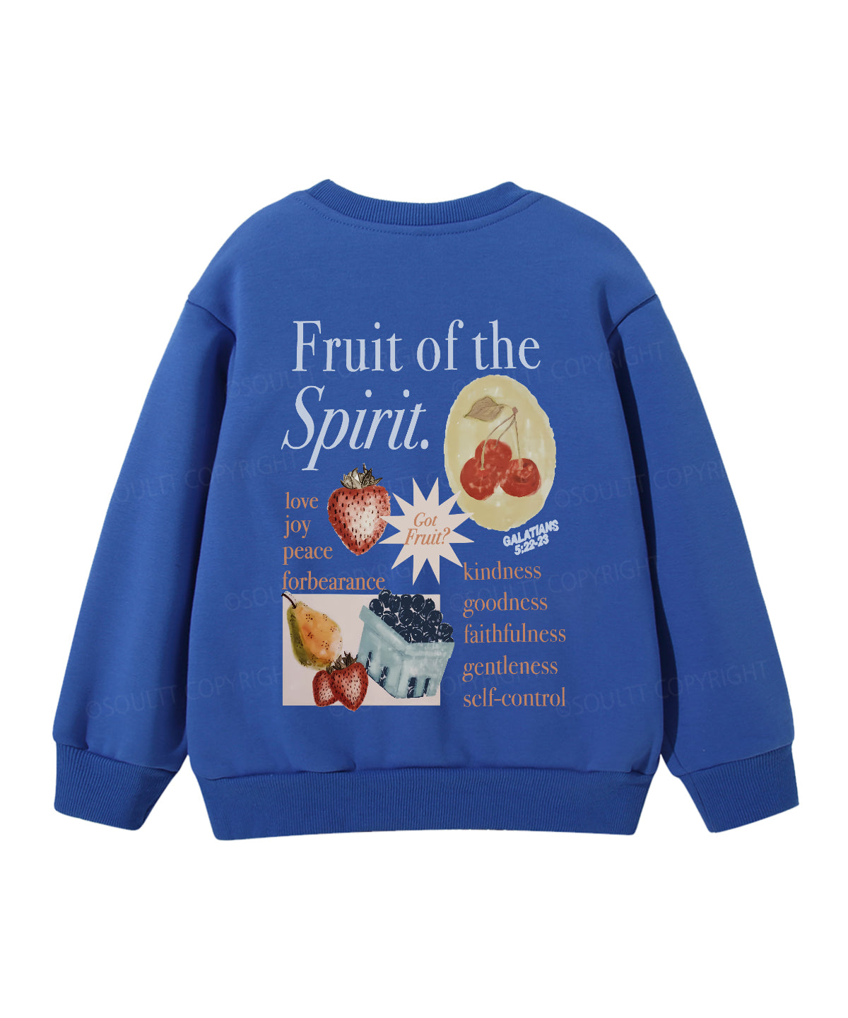 Kids Fruit Of The Spirit Double Sided Christian Sweatshirt