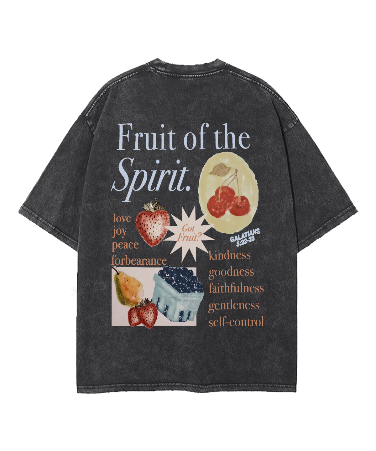 Fruit Of The Spirit Double Sided Unisex Washed Christian T-shirt