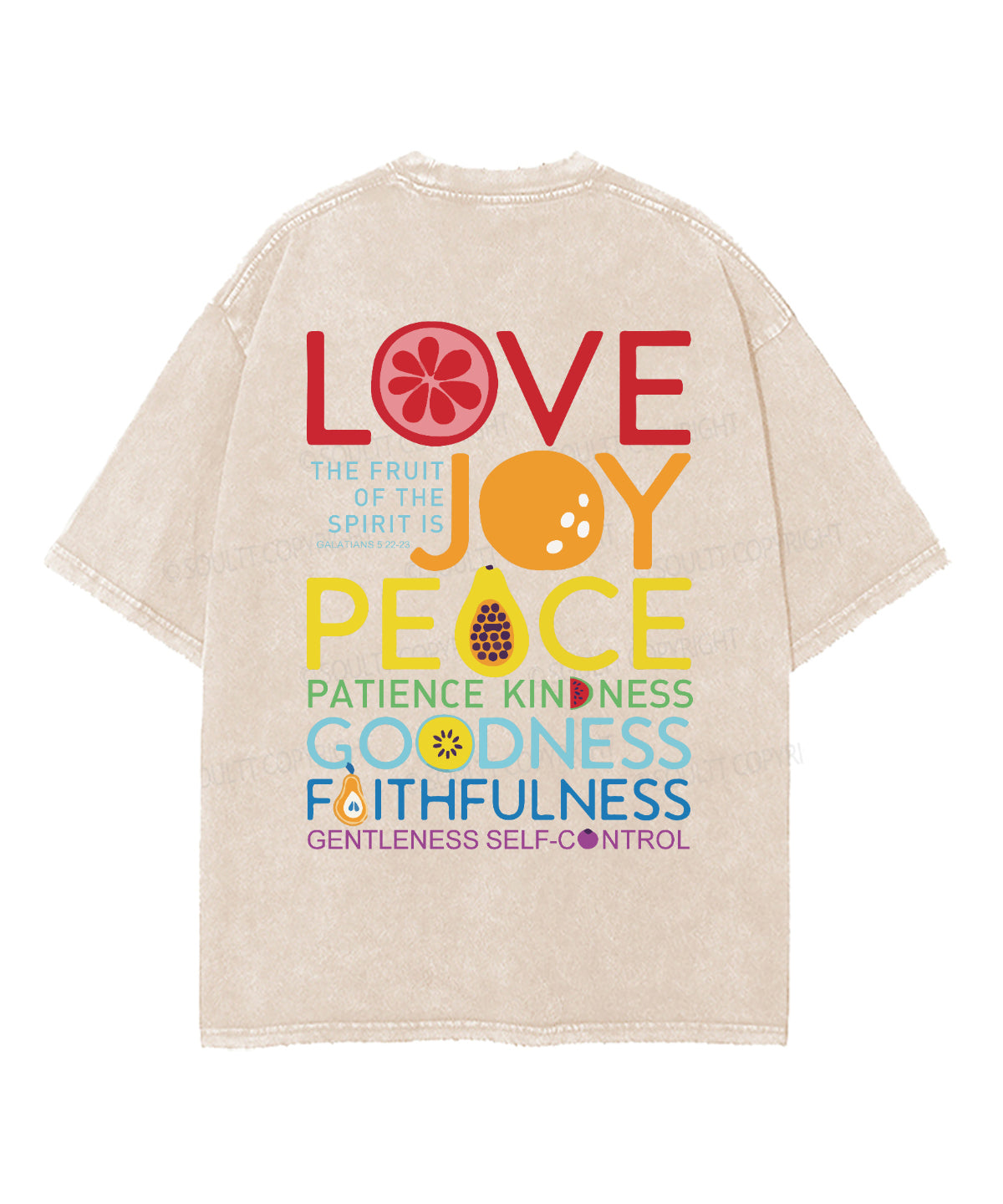 The Fruit Of The Spirit Double Sided Washed Christian T-shirt