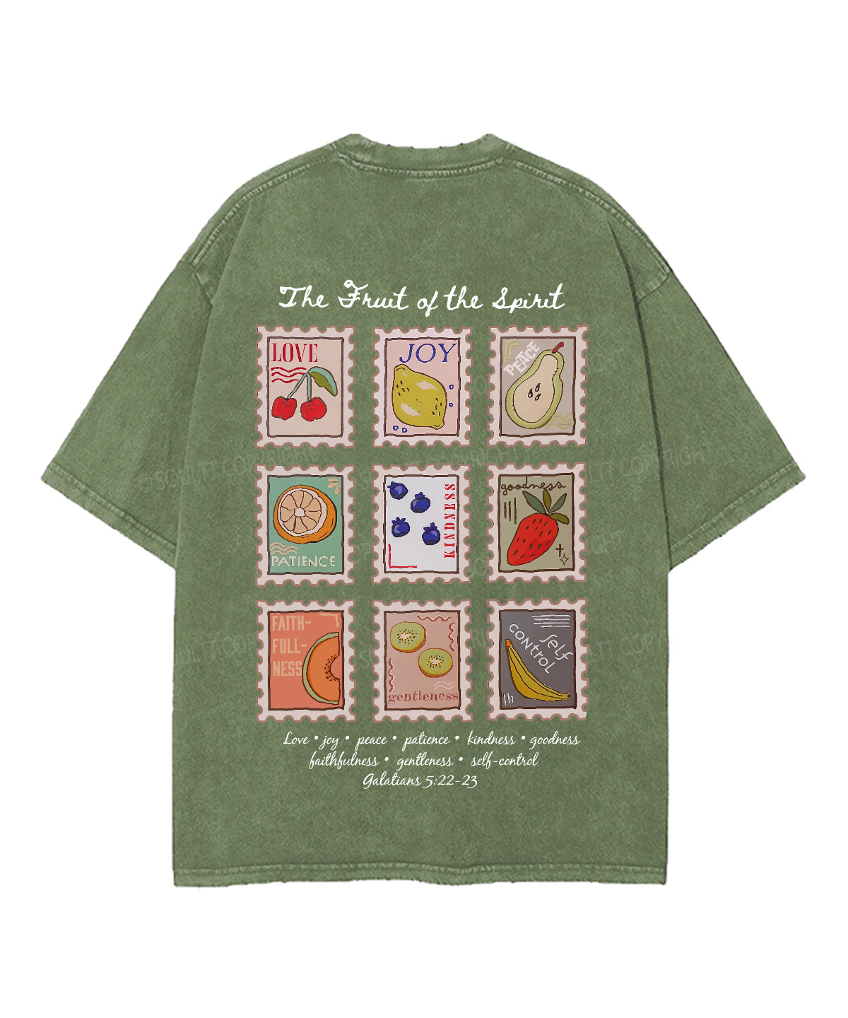 Fruit Of The Spirit Double Sided Unisex Washed Christian T-shirt
