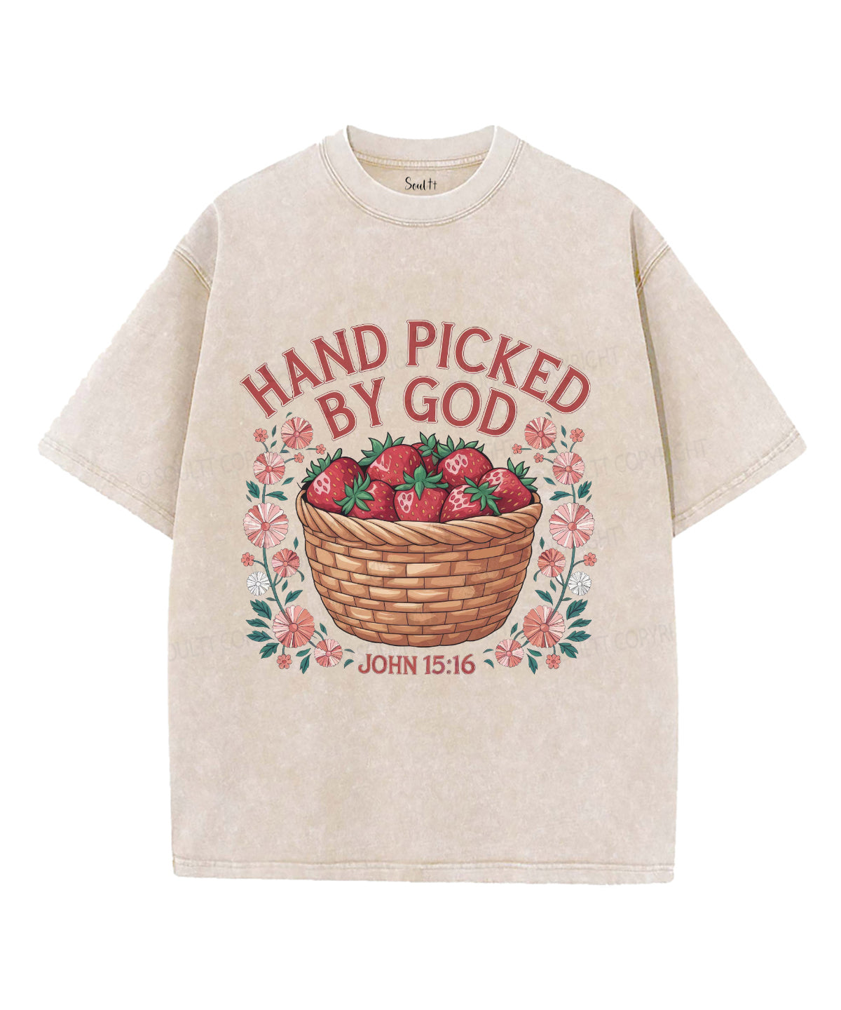 Hand Picked by God Unisex Washed Christian T-shirt