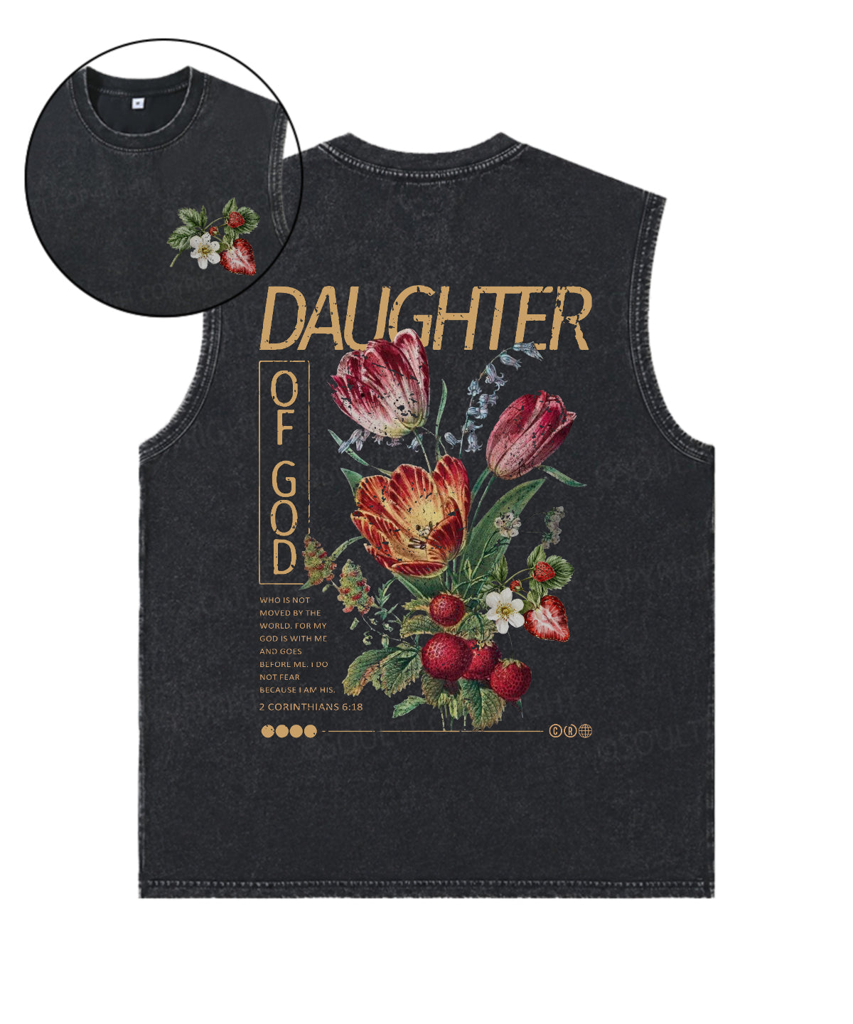 Daughter Of God Double Sided Unisex Washed Sleeveless Christian Tank Top