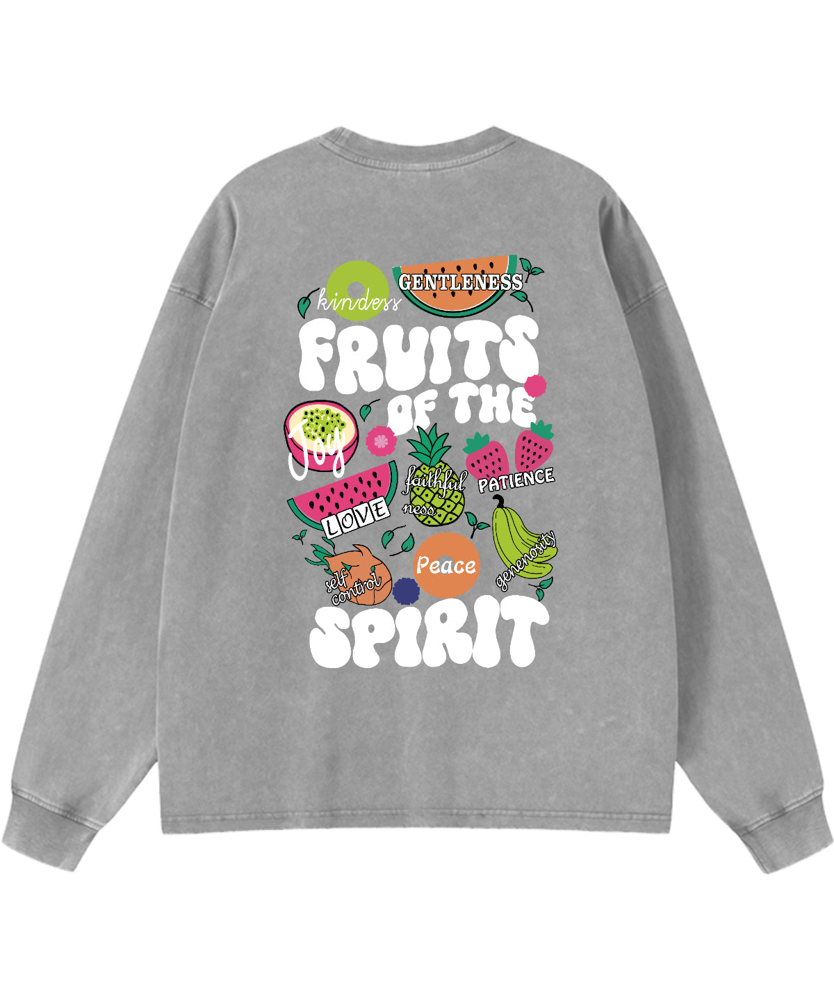Fruit of the Spirit Washed Christian Long-sleeve T-shirt