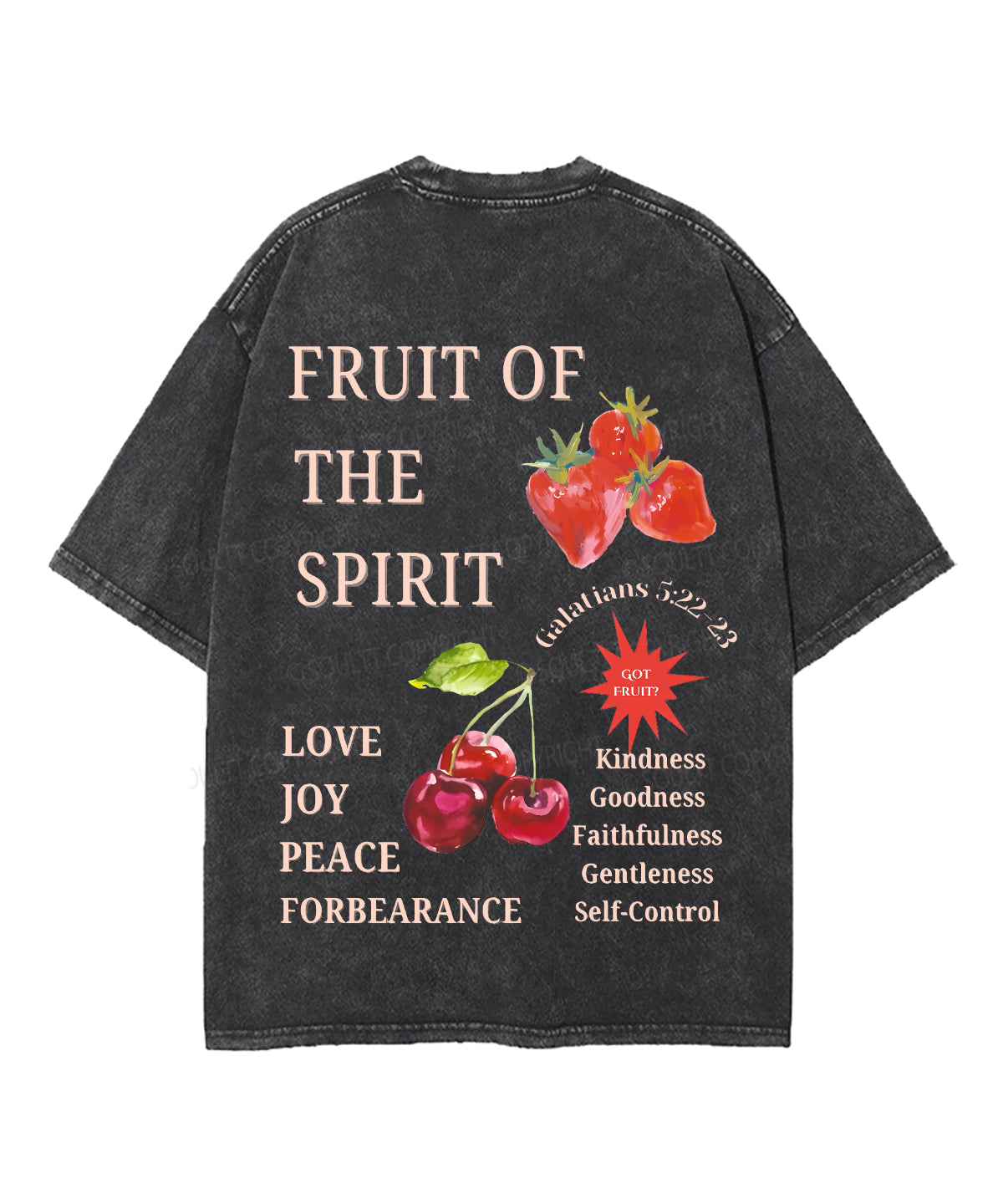 Fruit Of The Spirit Double Sided Unisex Washed Christian T-shirt