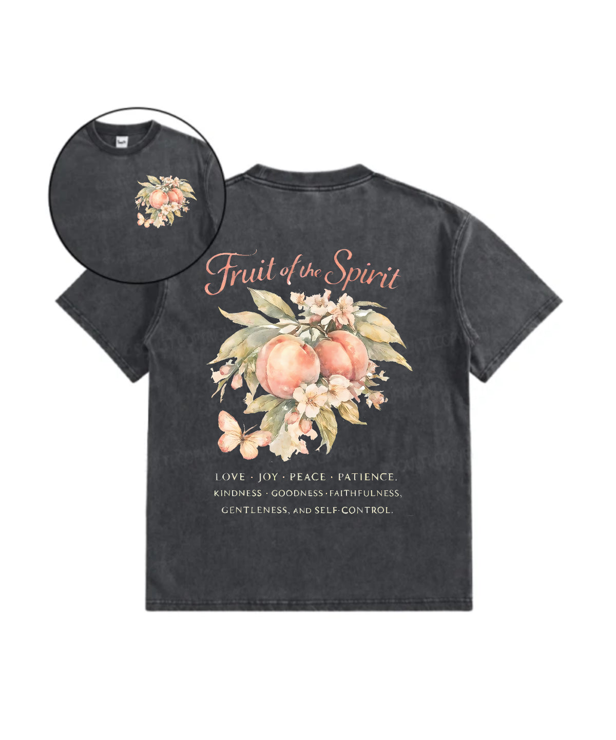 Kids Fruit Of The Spirit Double Sided Washed Christian T-shirt