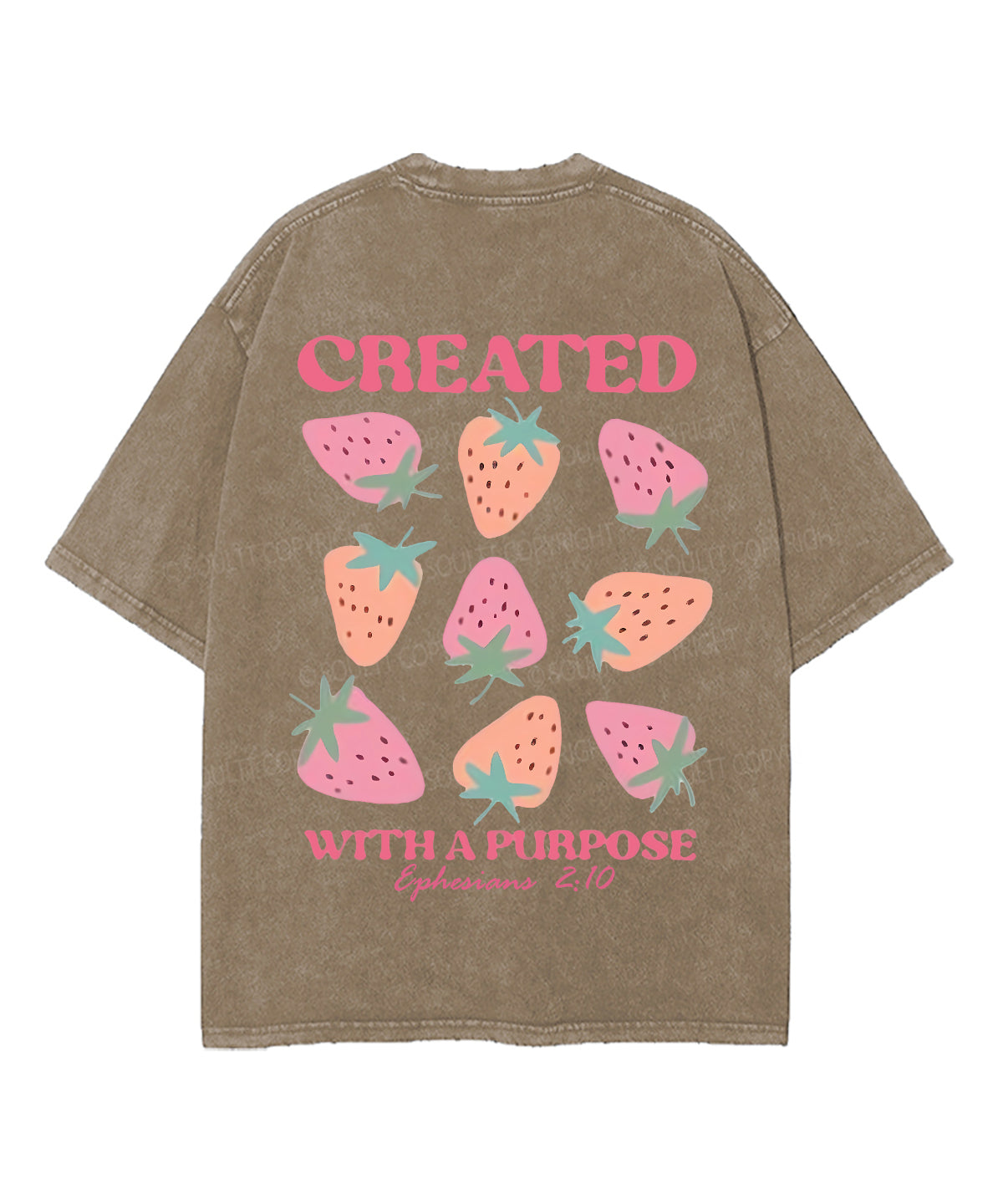 Created With Purpose Double Sided Unisex Washed Christian T-shirt