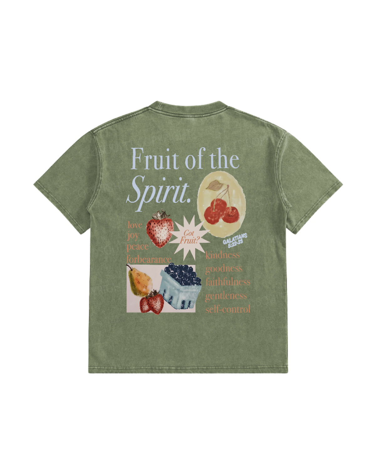 Kids Fruit Of The Spirit Double Sided Washed Christian T-shirt