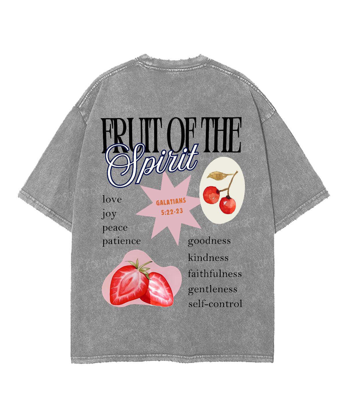 Fruit Of The Spirit Double Sided Unisex Washed Christian T-shirt