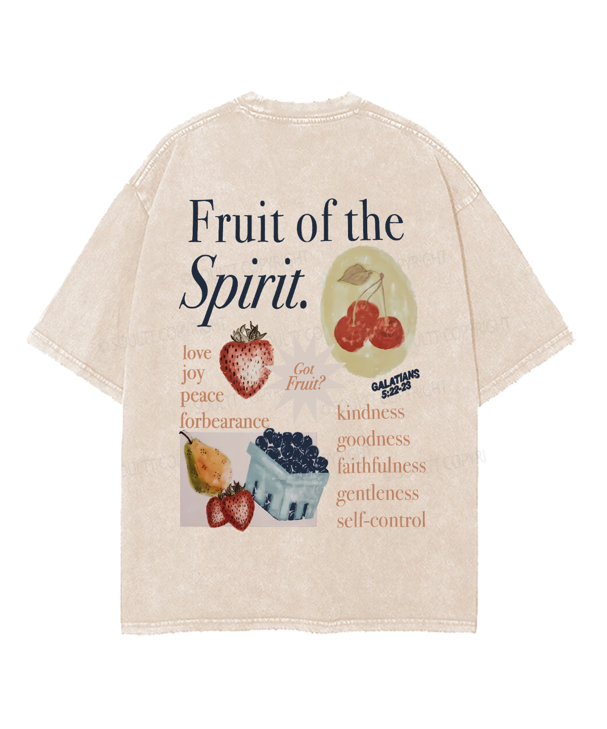 Fruit Of The Spirit Double Sided Unisex Washed Christian T-shirt