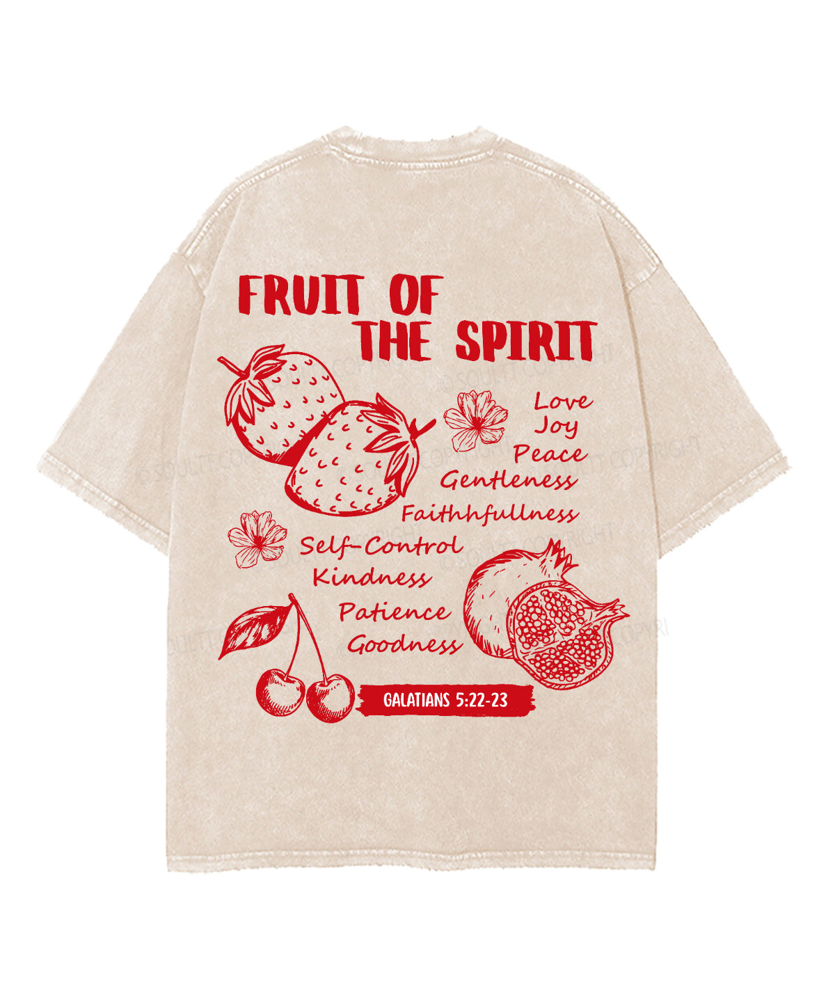 Fruit Of The Spirit Double Sided Unisex Washed Christian T-shirt