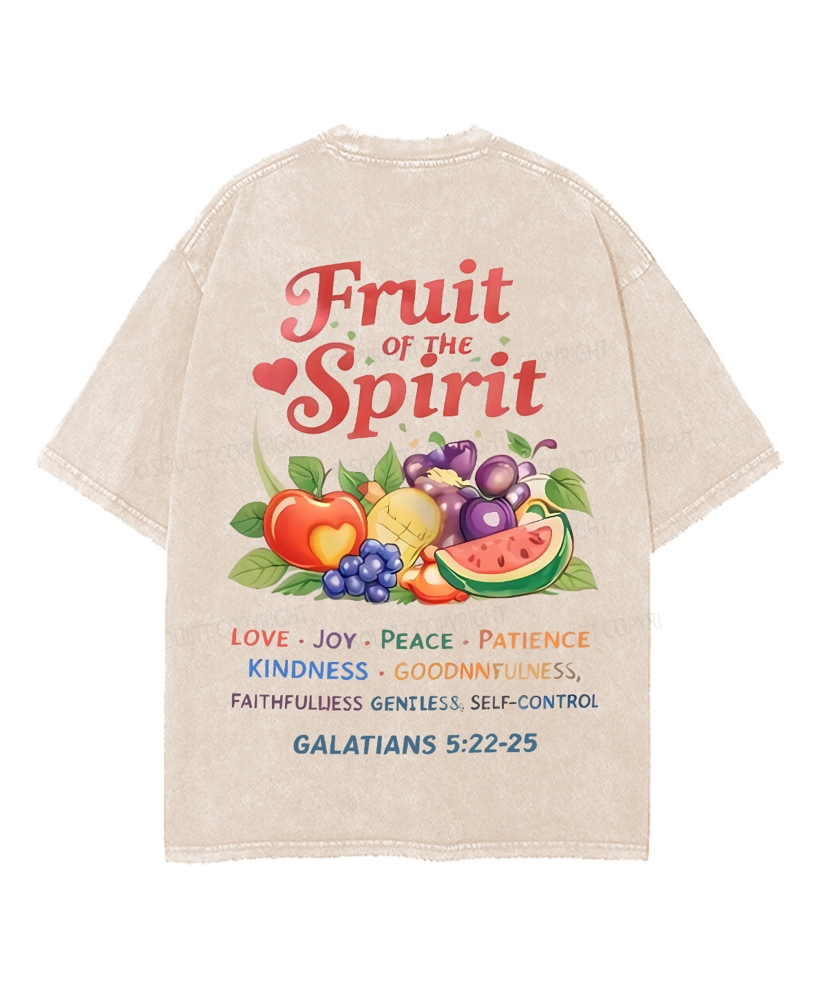 Fruit Of The Spirit Double Sided Unisex Washed Christian T-shirt