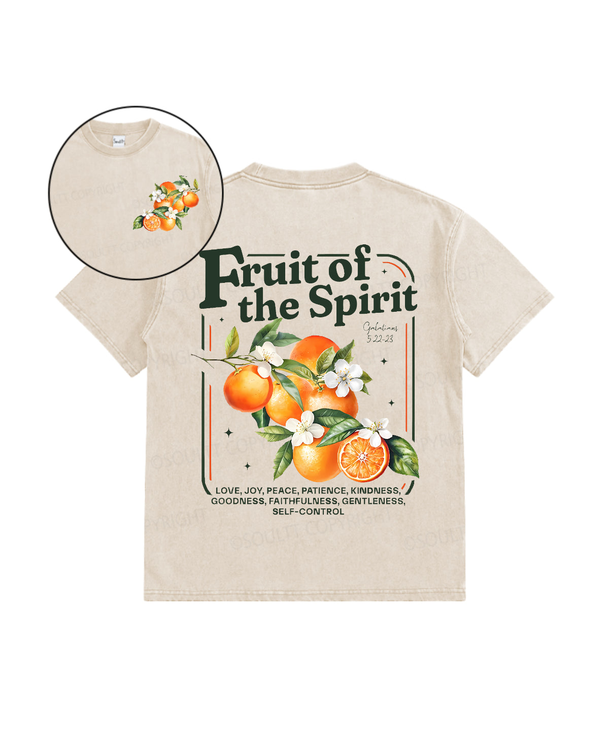 Kids Fruit Of The Spirit Double Sided Washed Christian T-shirt