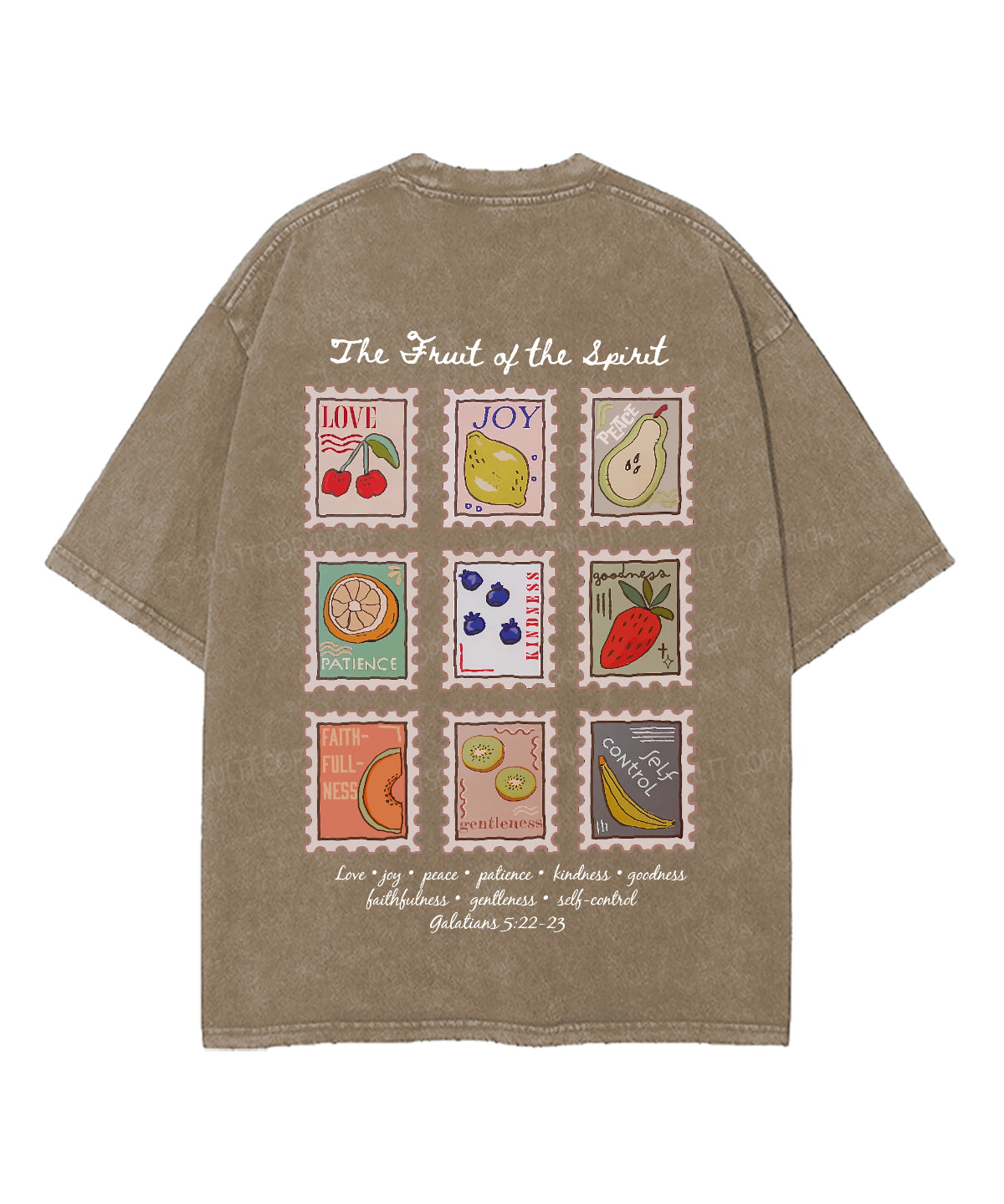 Fruit Of The Spirit Double Sided Unisex Washed Christian T-shirt