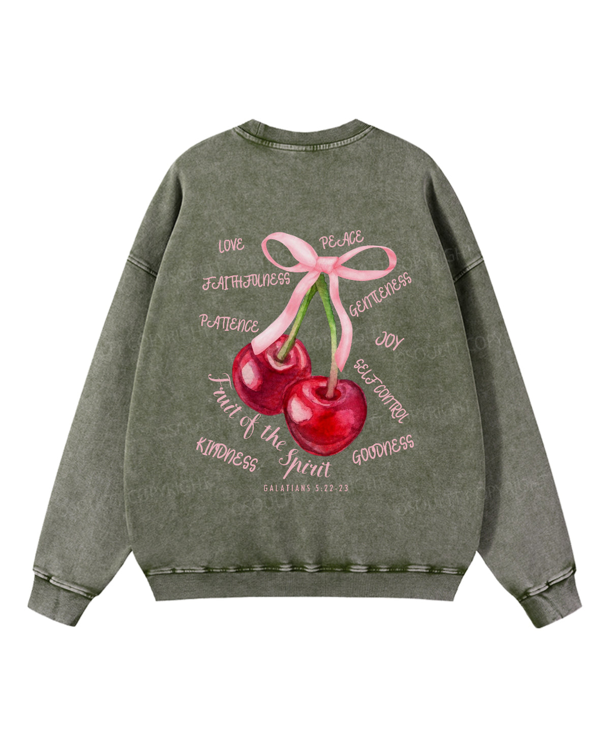Fruit Of The Spirit Double Sided Washed Christian Sweatshirt