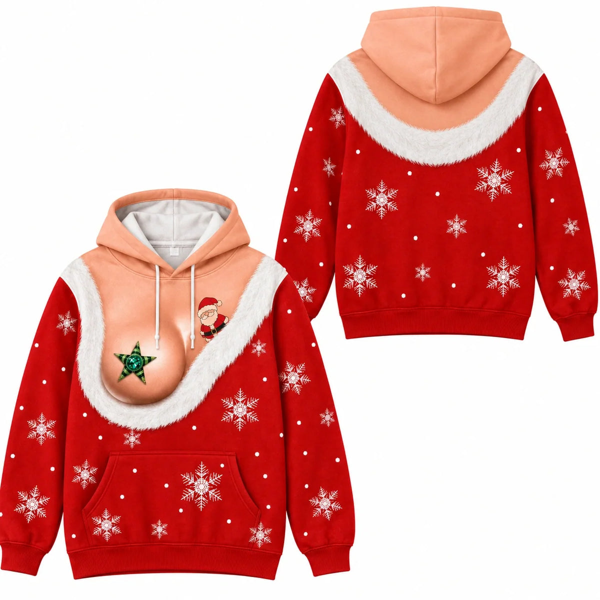 Women’s Funny Christmas Santa Illusion 3-Piece Set – Hoodie, T-Shirt & Leggings