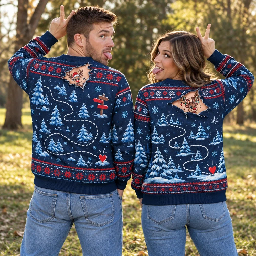 I Lead, We Get Lost — Funny Reindeer Matching Christmas Sweatshirts