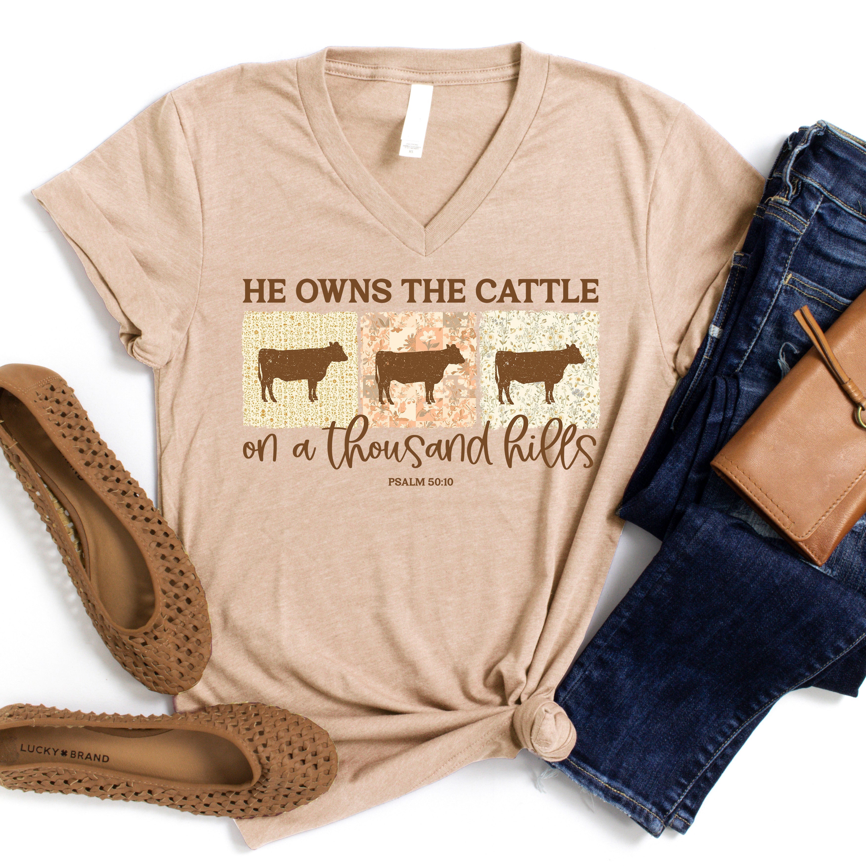 He Owns the Cattle V-Neck
