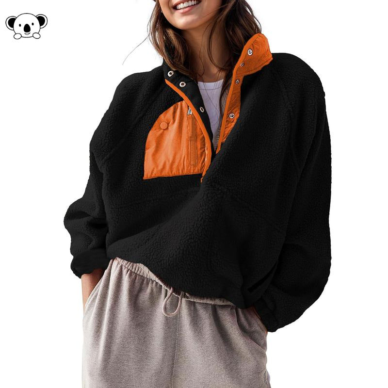 Women's Color Block Fleece Quarter-Zip Pullover