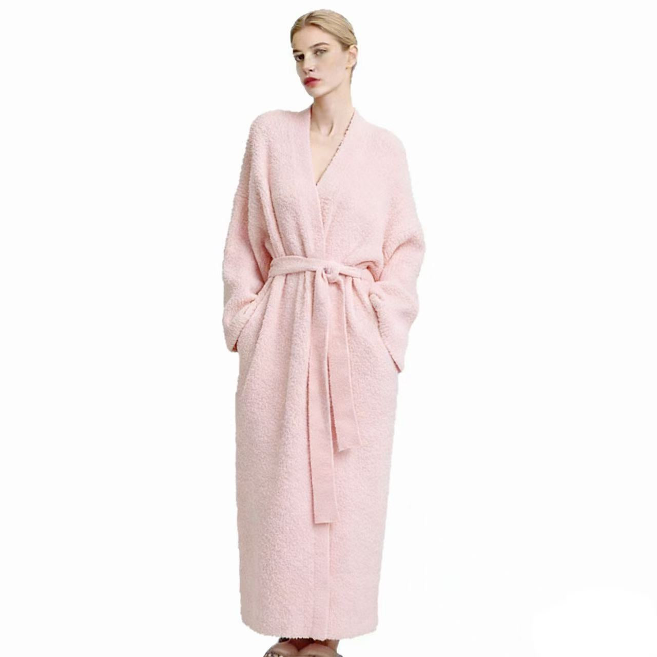 2026 Cross-Border Autumn And Winter New Solid Color Cardigan Nightgown Bathrobe Soft, Comfortable And Casual Can Be Worn Outside Home Wear Women'S Clothing