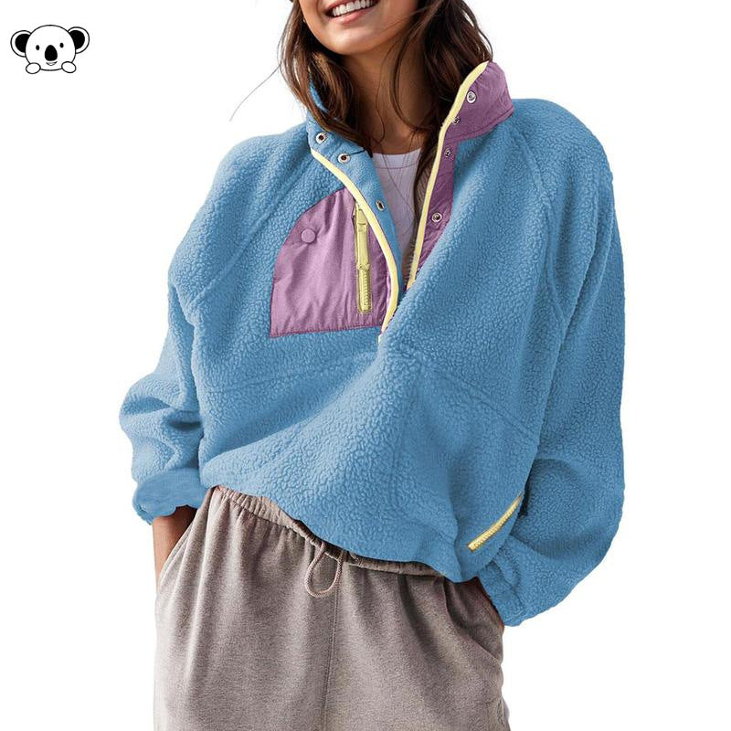 Women's Color Block Fleece Quarter-Zip Pullover