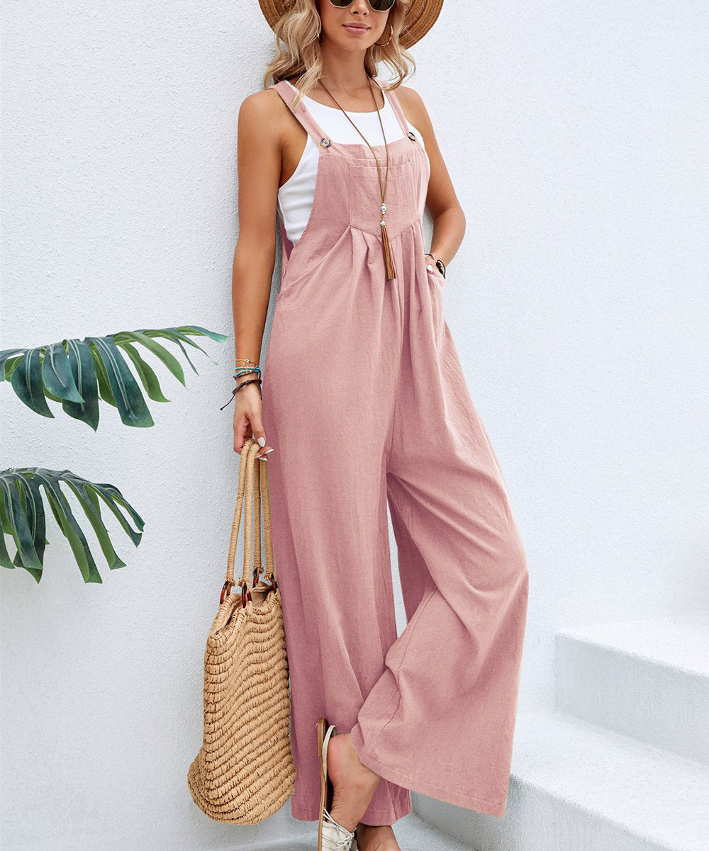 Women's Casual Wide Leg Overalls with Pockets