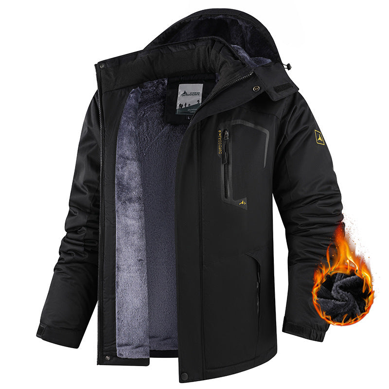 Fleece-Lined Hooded Outdoor Jacket