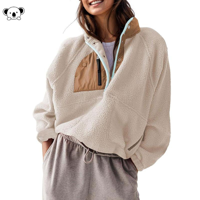 Women's Color Block Fleece Quarter-Zip Pullover