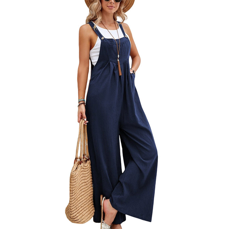 Women's Casual Wide Leg Overalls with Pockets