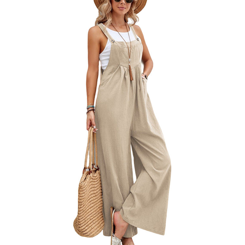 Women's Casual Wide Leg Overalls with Pockets