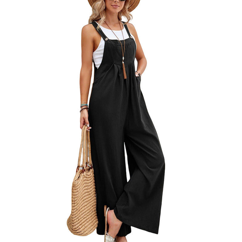 Women's Casual Wide Leg Overalls with Pockets