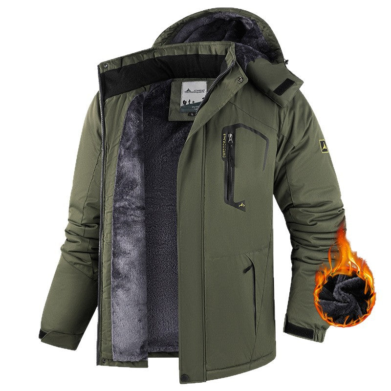 Fleece-Lined Hooded Outdoor Jacket