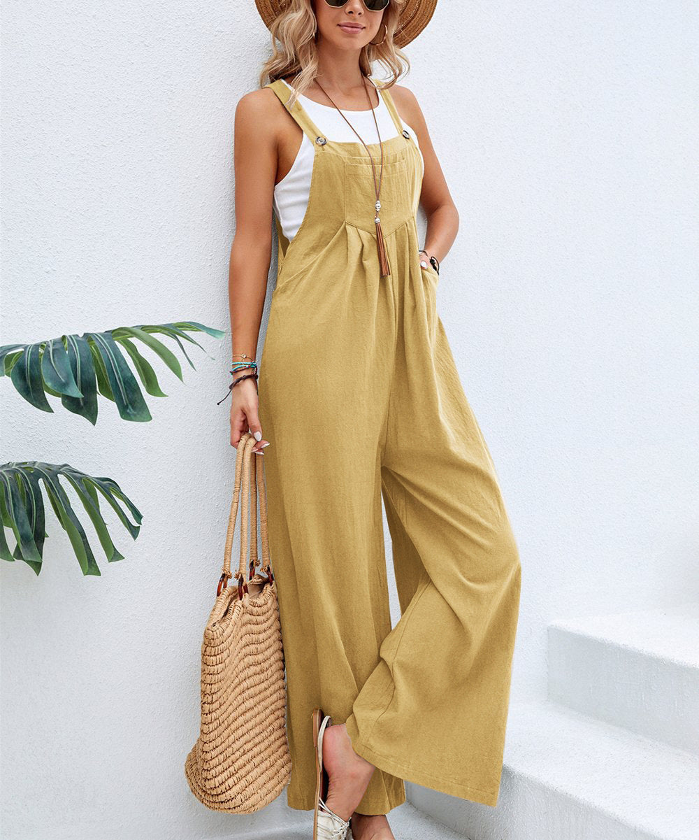 Women's Casual Wide Leg Overalls with Pockets
