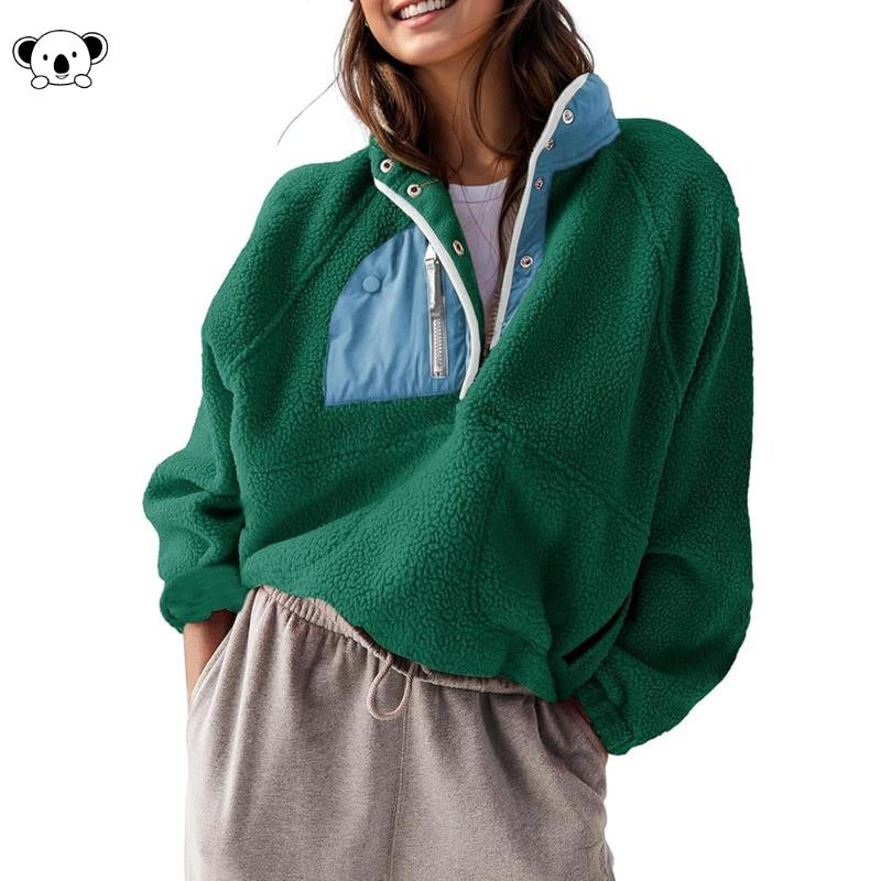 Women's Color Block Fleece Quarter-Zip Pullover