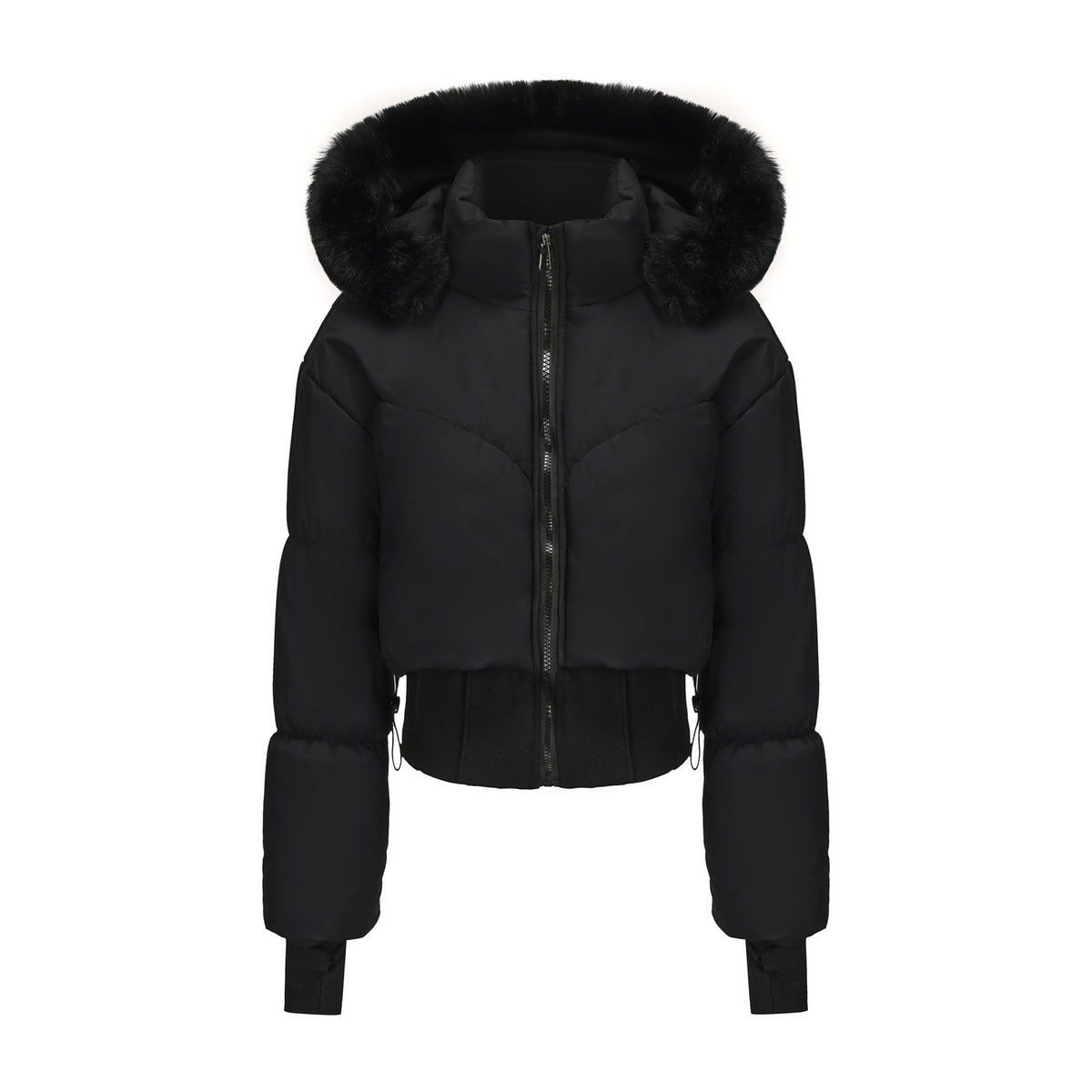 Plush-Trim Hooded Puffer